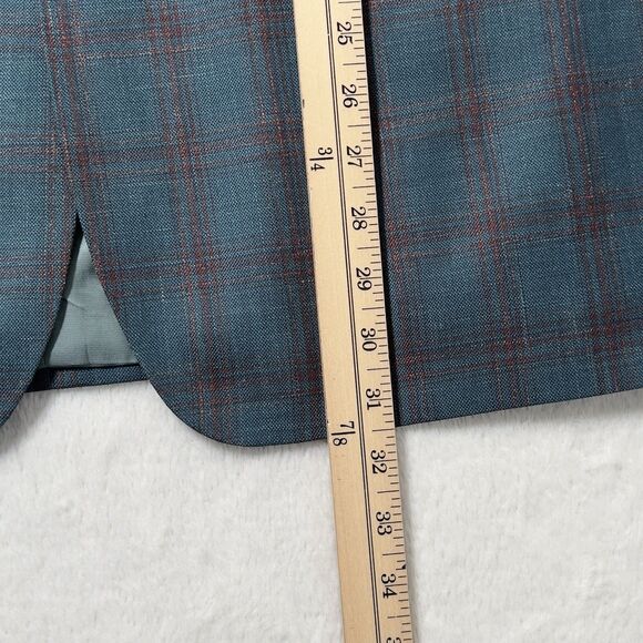 Renoir Double Vent 2 Button Blazer Jacket Mens Sz 46R Green Plaid Wool Linen - Picture 15 of 16